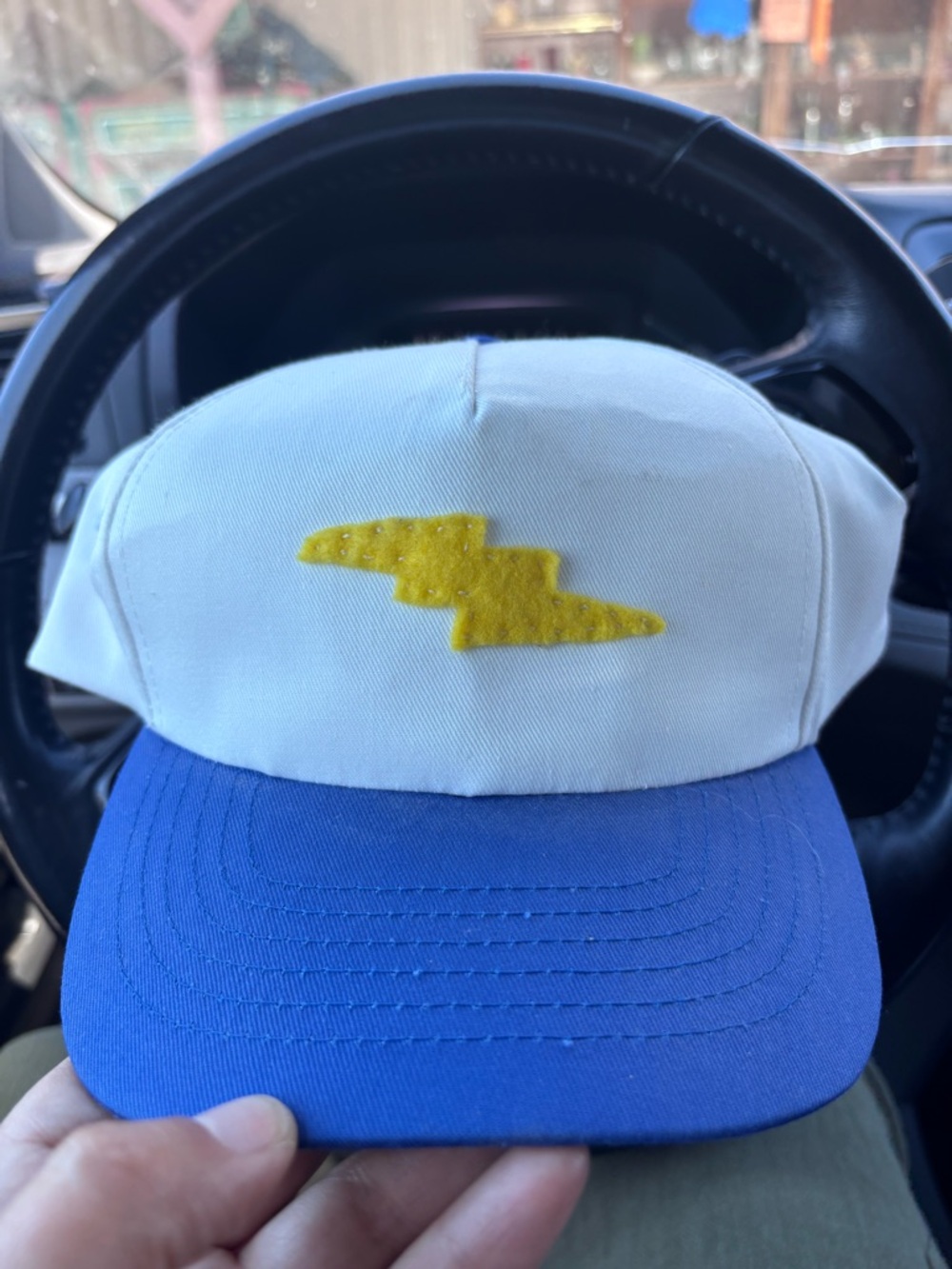 Sportcap White and Blue Lightning Bolt Baseball Cap